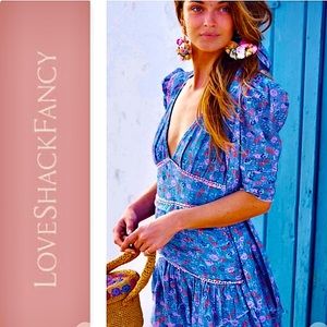 LoveShackFancy Arlo Blue Ruffle Mini Dress (8)